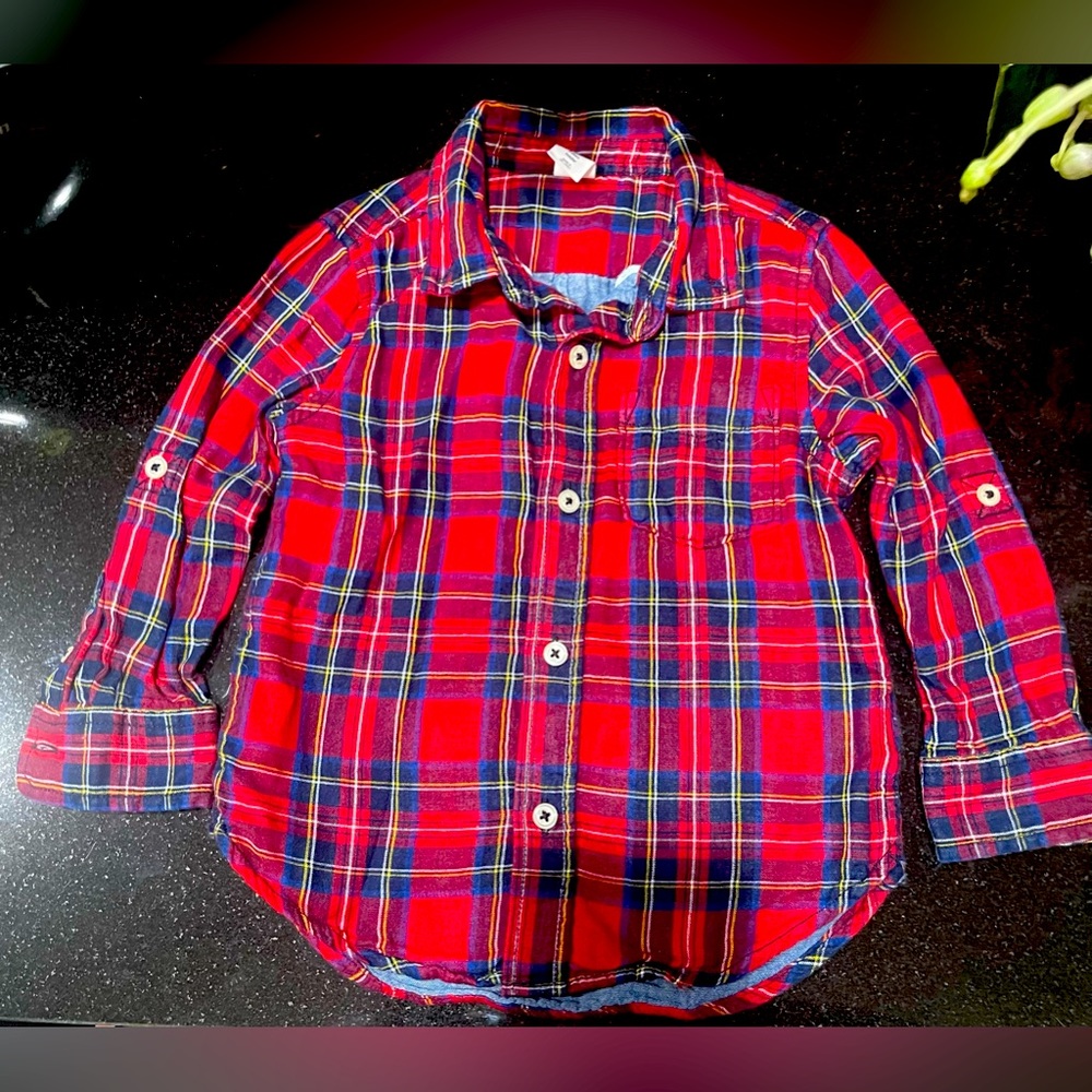 Baby Gap Little Boy’s tartan Plaid  Flannel Shirt Sz 3T